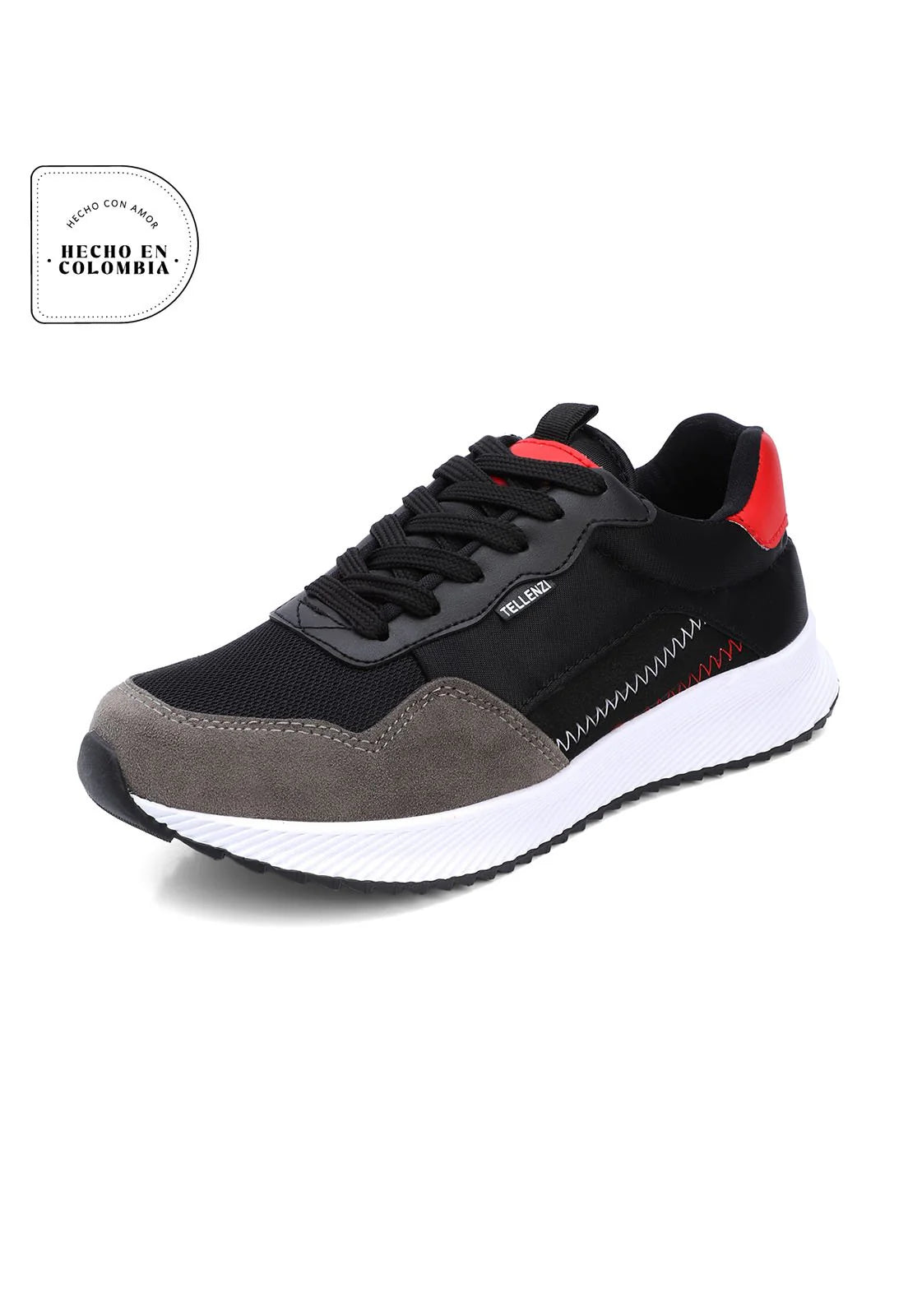 Tenis. Hombre Negro/Rojo 423