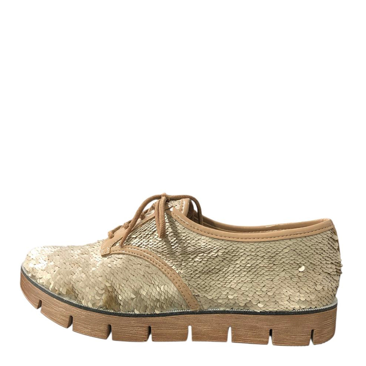 Calzado plano de lentejuelas T0814